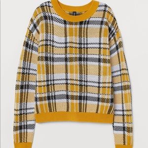 H&m yellow plaid sweater